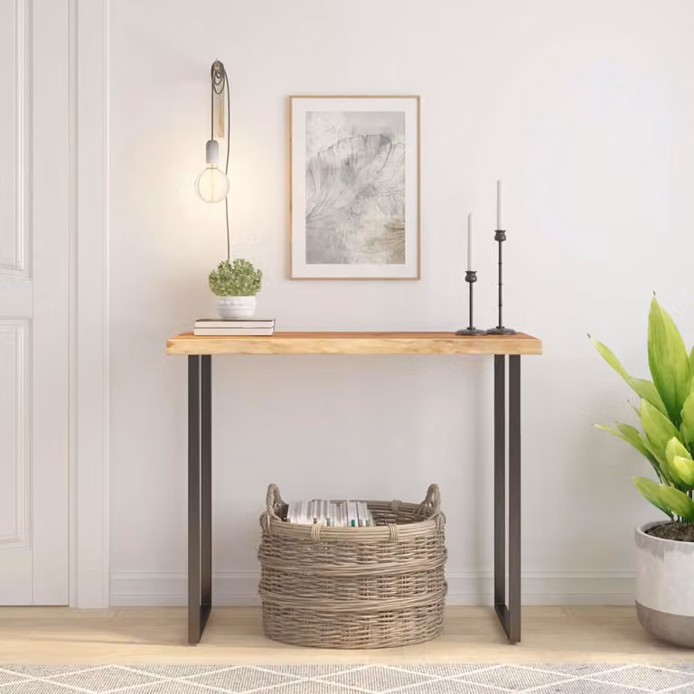Piano Tavolo Rettangolare in Legno di Acacia con Bordi Vivi vidaXL, Marrone, L: 80 cm, P: 40 cm, H: 3,8 cm