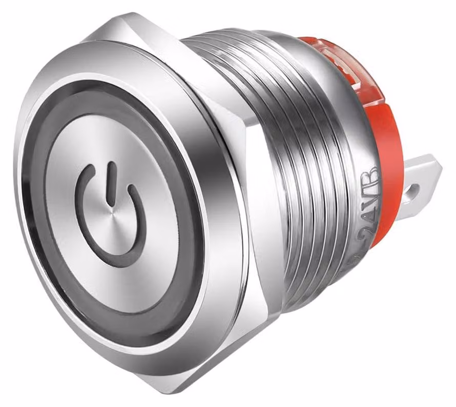 Interruttore a pulsante in acciaio inossidabile, bloccabile, da 19 mm, impermeabile, con 4 pin
