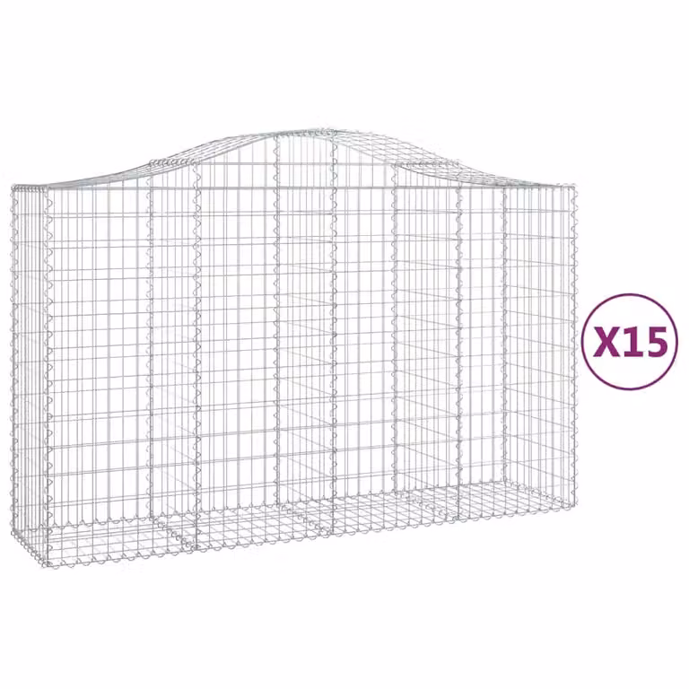 Cesti Gabbioni ad Arco 15 pz 200x50x120/140 cm Ferro Zincato