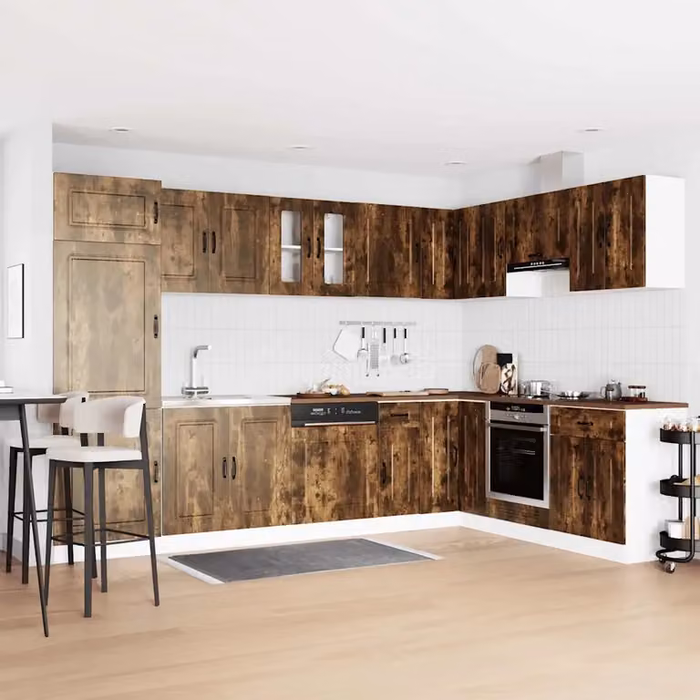 Set di 2 pensili da cucina Kalmar moderni in legno marrone, L 80 cm x P 46 cm x H 81.5 cm