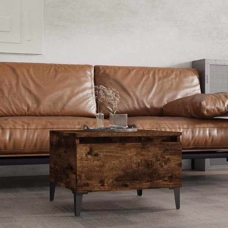 vidaXL Tavolino da Salotto in Legno e Metallo, Colore Marrone, L/P/H: 50 x 46 x 35 cm