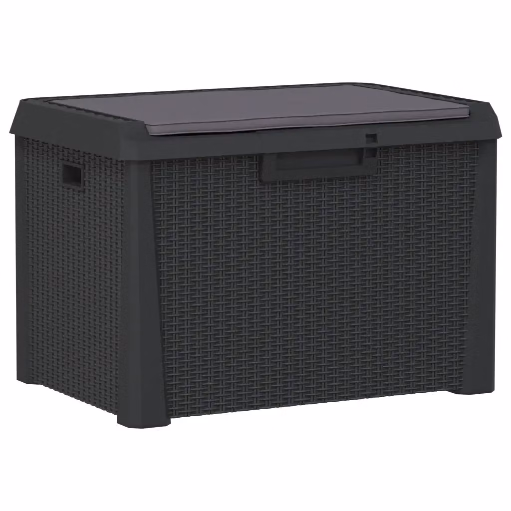 Baule da giardino con cuscino seduta vidaXL colore antracite in plastica con serratura – 2