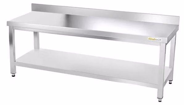 Tavolo da lavoro in acciaio inossidabile, base da 2000 x 500 mm, modello PREMIUM - GOLDINOX