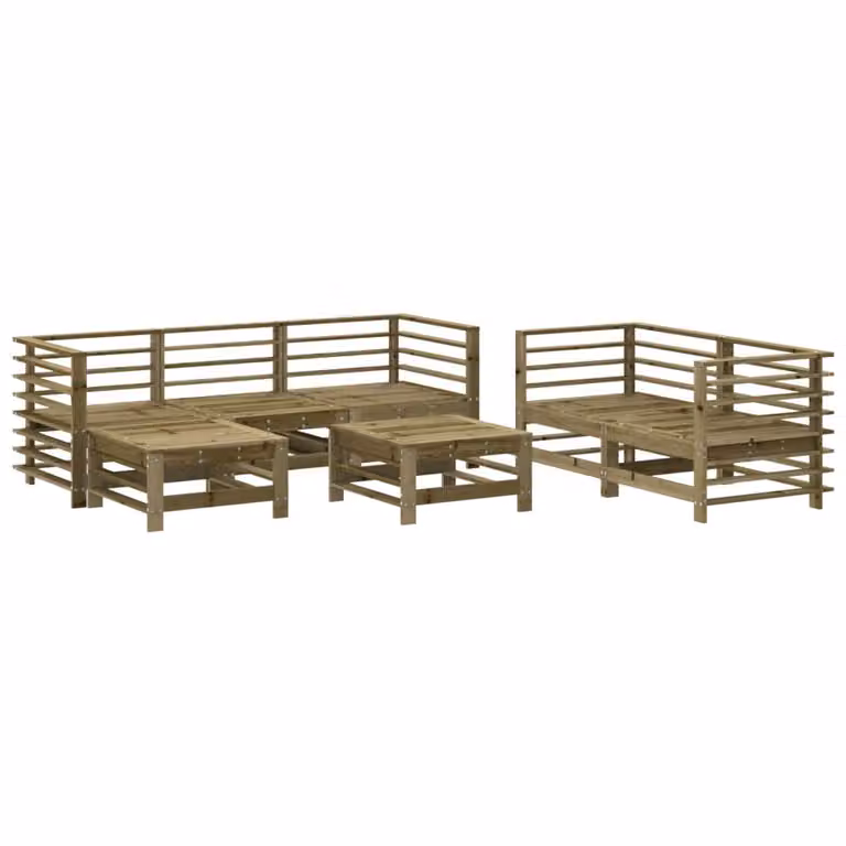 Set Salotto da Giardino 7 pz in Legno Impregnato di Pino