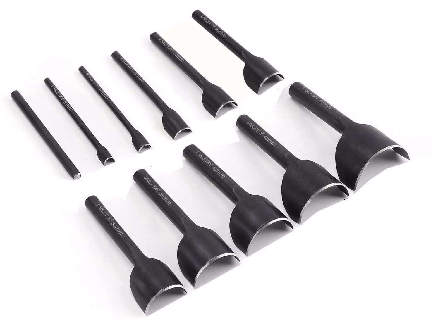 Set di utensili Lochstanzer per la lavorazione del cuoio, semicircolare, composto da 11 pezzi Acciaio al carbonio, ideale per la realizzazione di cinture, portafogli e cinturini per orologi