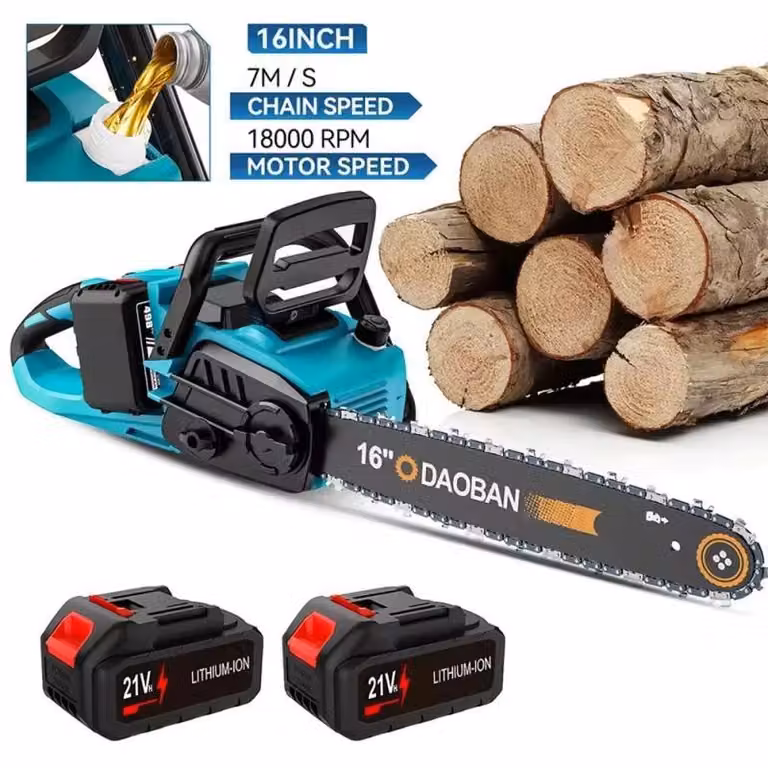 Troncatrice a catena elettrica - Motosega a batteria, lama da 40 cm - Motore brushless da 3500 W - Ideale per potatura e taglio di legna - Modello portatile - Include 2 batterie da 6,0 Ah