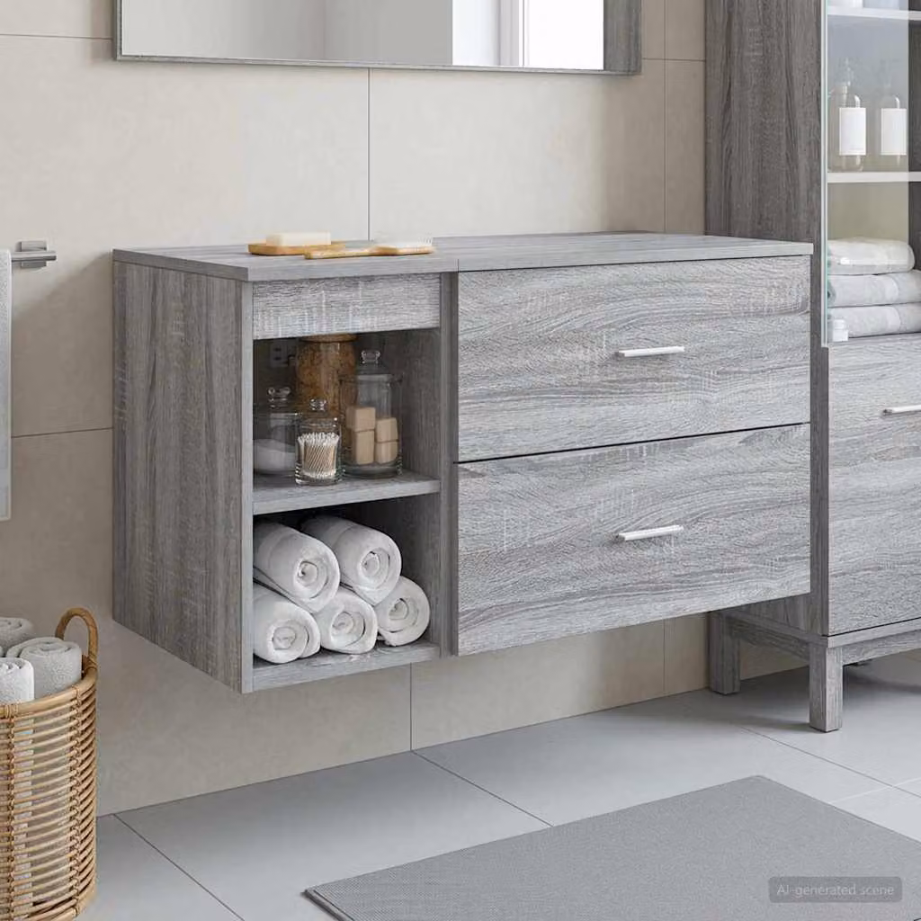 Set di mobili per il bagno moderno vidaXL composto da mobile lavabo e pensile a parete, colore grigio opaco
