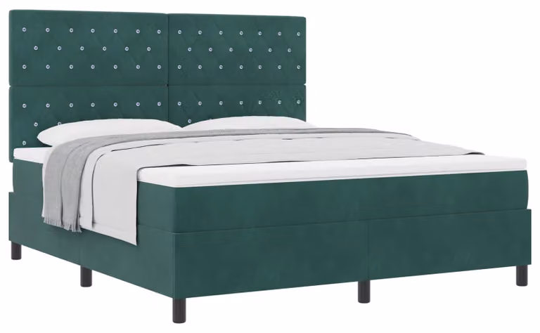 Letto a molle con materasso verde scuro 180 x 200 cm in velluto
