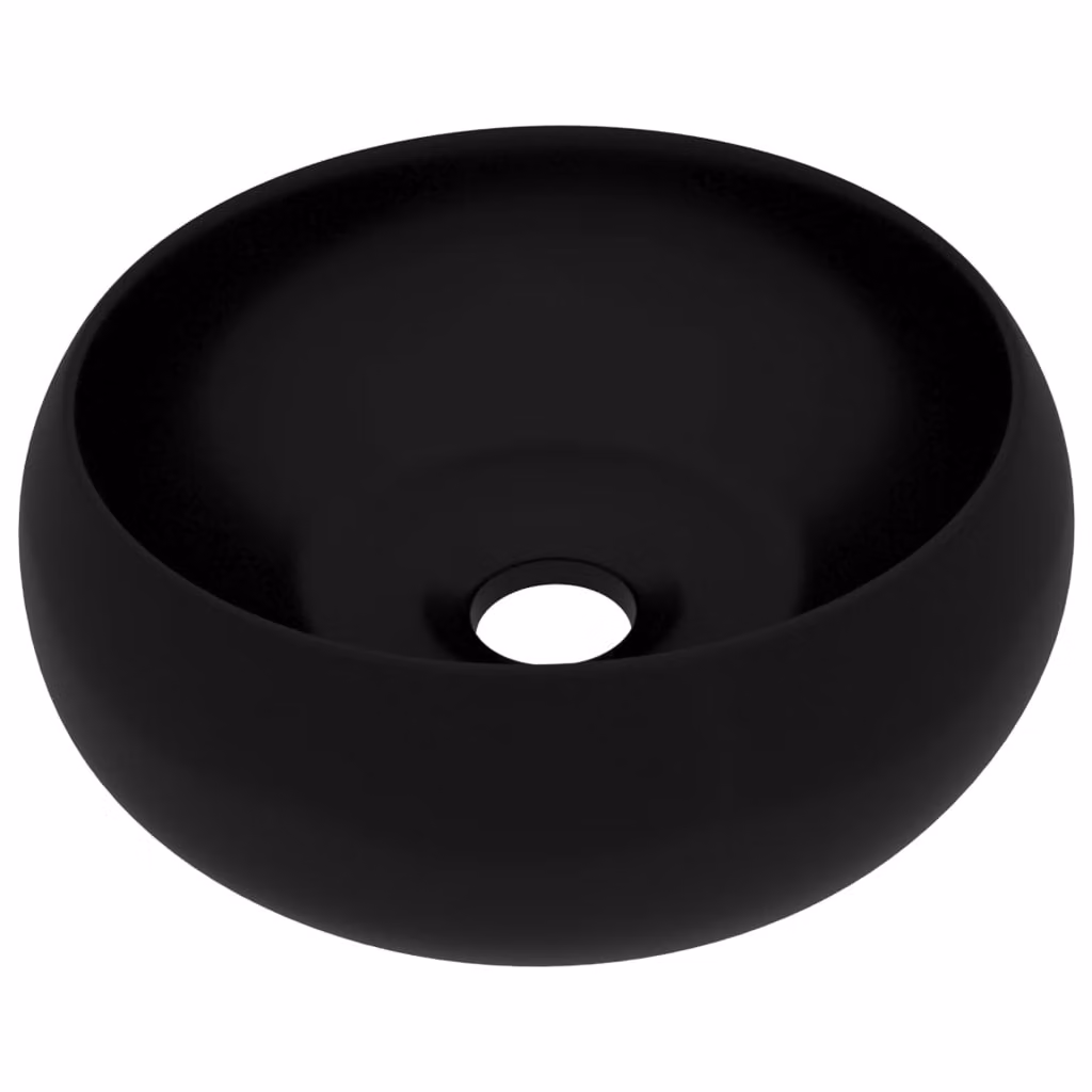 Lavandino Lusso Rotondo Nero Opaco 40x15 cm in Vetroceramica