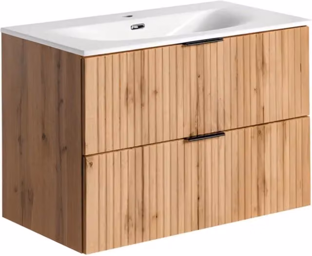 Set da bagno NOXERA 80 cm – Rovere wotan – Lavabo incassato e sifone
