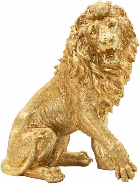 Statua leone Shant Vikasa Home in resina dorata per decorazione da tavolo – 1