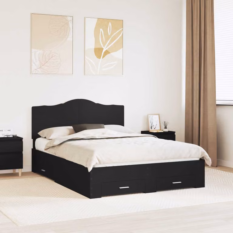 vidaXL Struttura del letto Nero 140 x 190 cm Legno ingegnerizzato