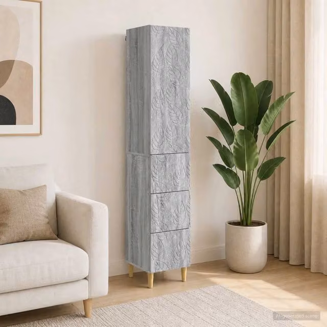 Set di 2 armadi a muro vidaXL in MDF grigio lucido con ante a battente e cassetti, L/P/H: 34,5 x 33 x 90 cm