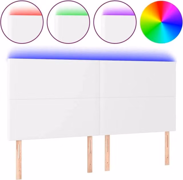 Testata del letto con illuminazione LED e porta di ricarica USB in similpelle rosa e bianca, L: 200 cm, P: 5 cm, H: 118/128 cm