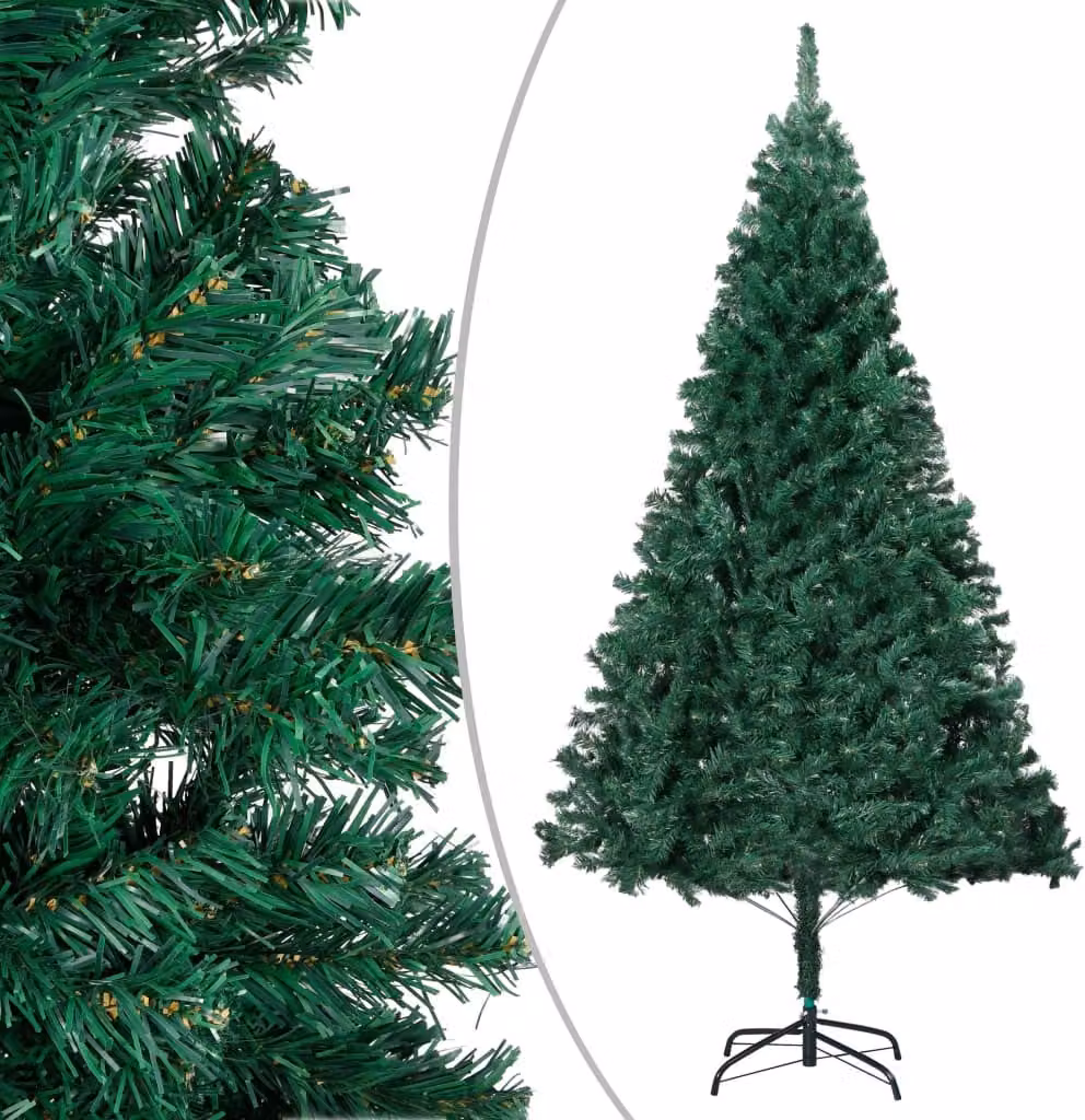 The Living Store Albero di Natale artificiale con rami spessi Verde 150 cm PVC