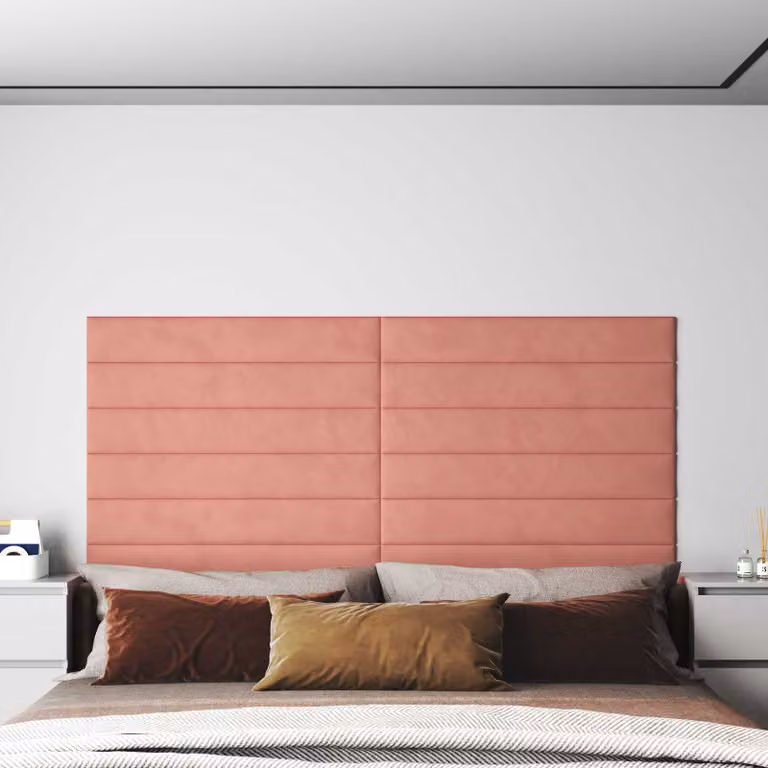 Set di 12 pannelli imbottiti vidaXL per testiera da parete in velluto rosa