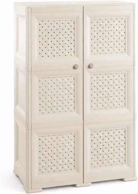 Armadio 3 Moduli Angora Tontarelli con Anta Traforata, Colore Beige o Bianco, L/P/H: 79 x 43 x 125 cm