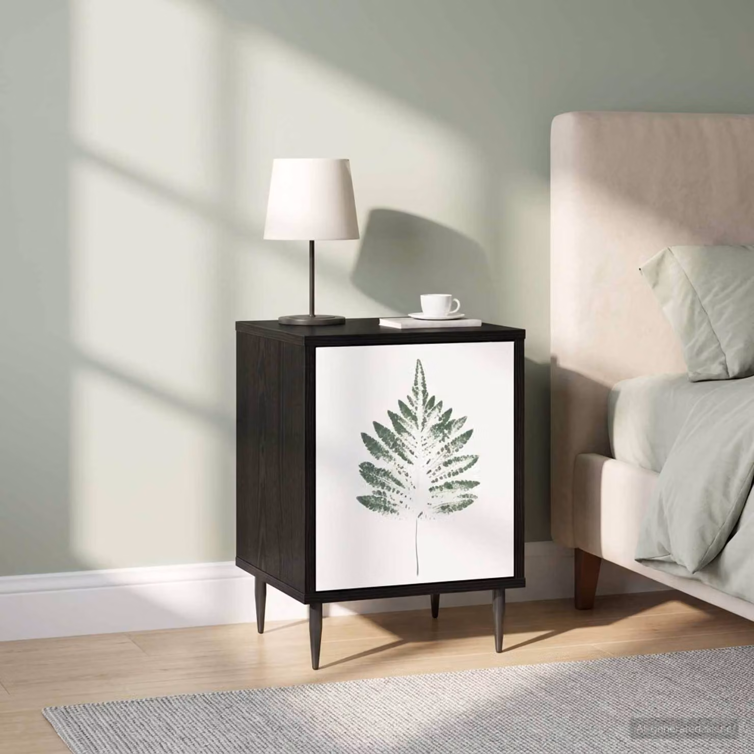 Set di 2 Armadi da Notte vidaXL HANAU Moderno Rovere Nero L/P/H: 36 x 33 x 51 cm