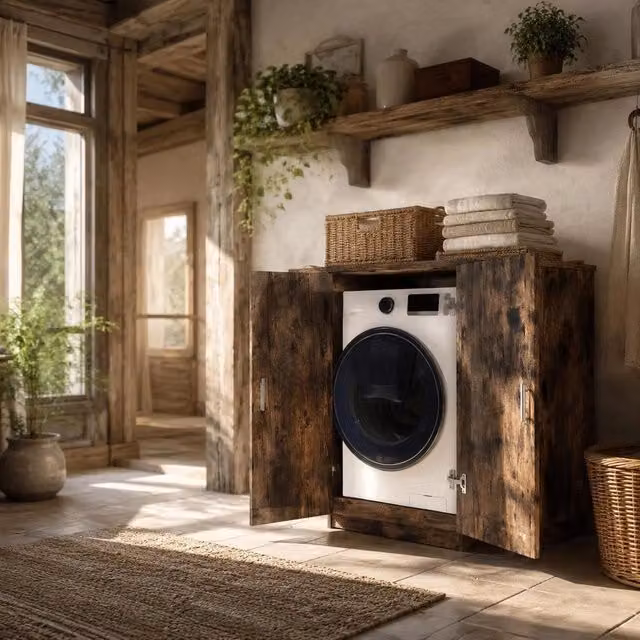 Washing Machine Cabinet, Smoked Oak, 71x71.5x91.5 Cm