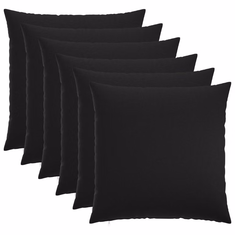 Set di 6 federe vidaXL HEERLEN nere in poliestere, L 60 x P 60 cm