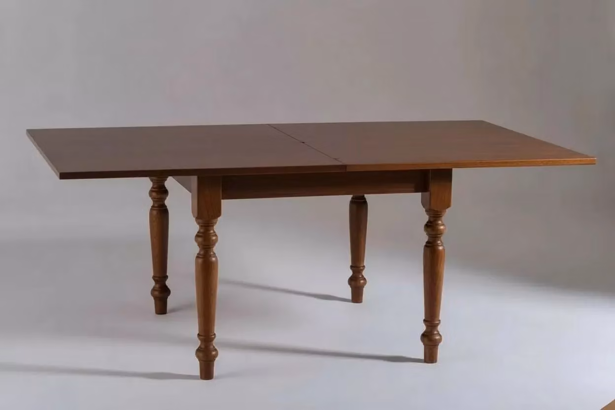 Tavolo da pranzo quadrato in legno di pino marrone con gambe tornite e piano allungabile a libro Mobili 2G L/P: 80 x 80 cm – 1