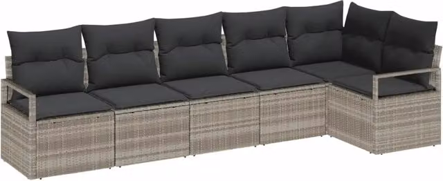 Set di divani 6 pz Grigio chiaro polyrattan 3346402