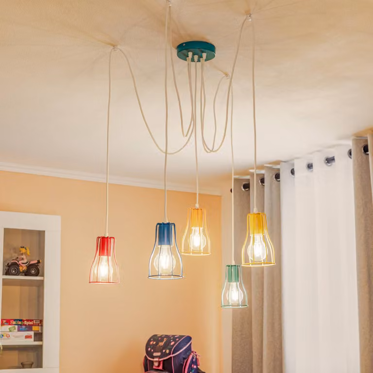 Lampada a sospensione Tube HELAM, dimmerabile, Multicolore, Soggiorno / Sala da pranzo, Metallo, Giovanile, Lampada a sospensione