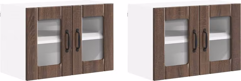 Mobile in vetro da parete LUCCA 2 pcs Rovere Marrone
