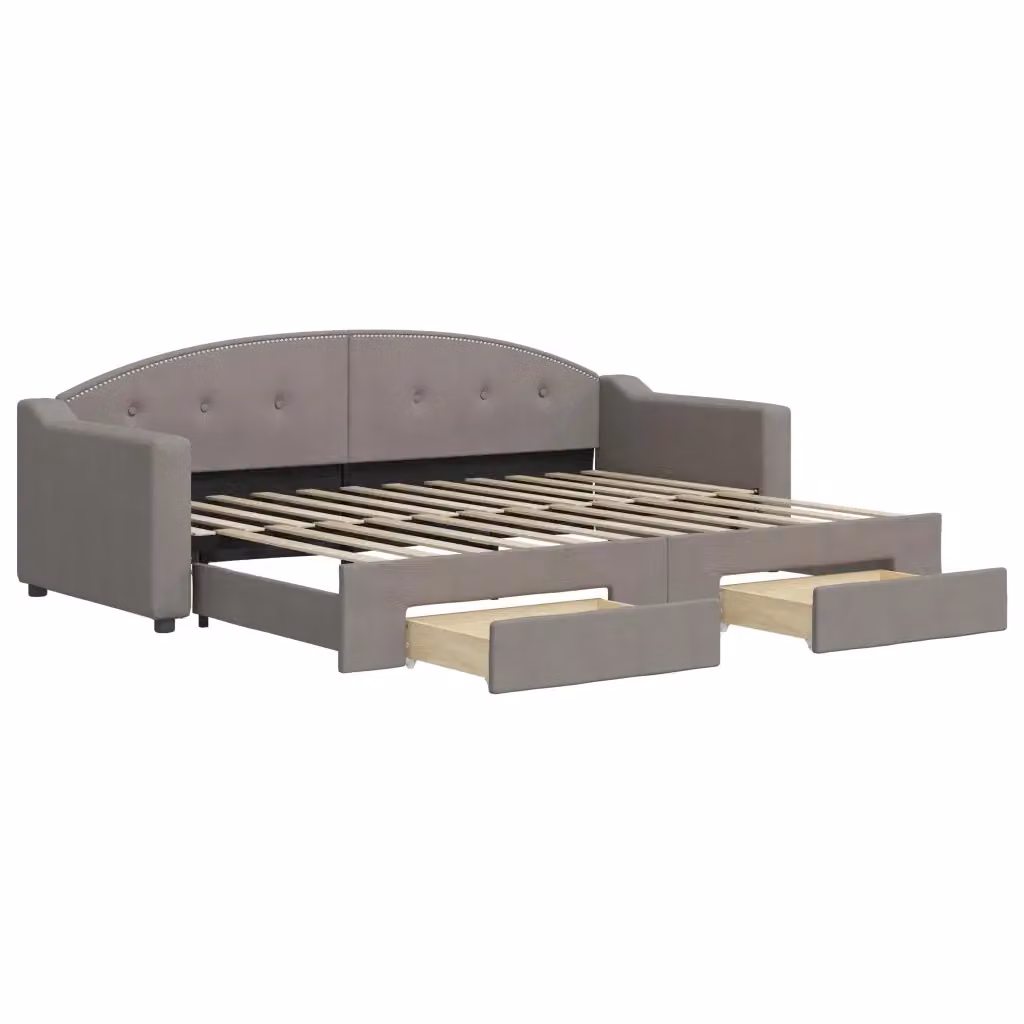 Divano Letto Estraibile con Cassetti vidaXL in Tessuto Beige o Grigio per Soggiorno e Camera da Letto L/P: 223 x 80 x 75 cm, H: 90 cm – 2