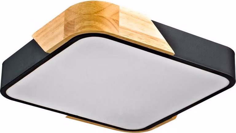 Plafond decorativo a superficie per soggiorno cucina legno bianco e nero quadrato colore caldo LED 24W SANTER Italux