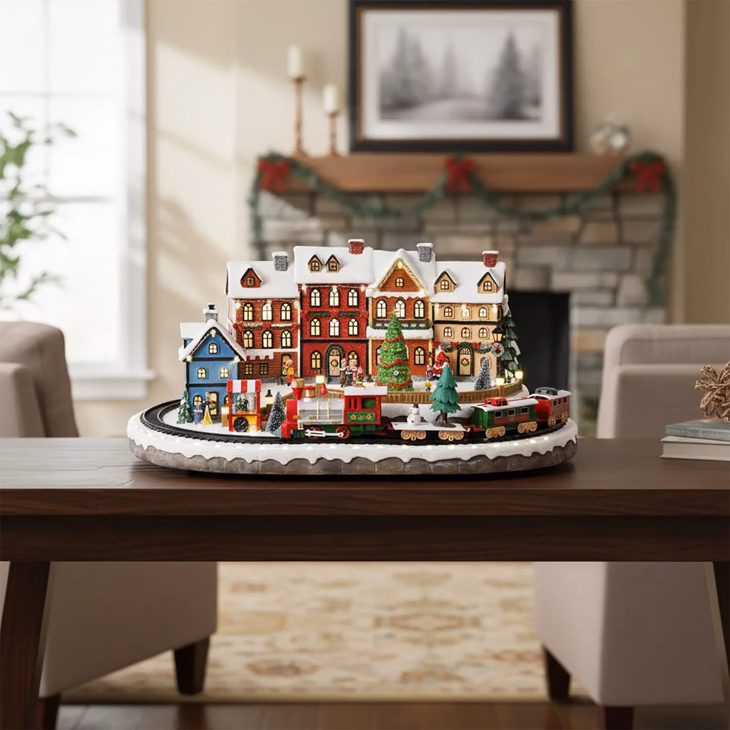 Villaggio Natalizio La Città del Natale Luminoso con Trenino e Musica Vestiamo Casa Multicolore H 30 x L 62 x P 45 cm – 2