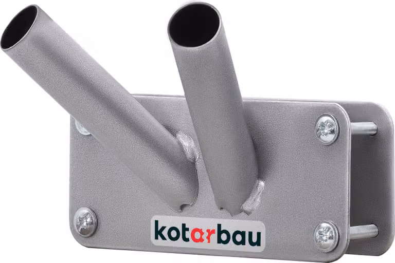 KOTARBAU® Portabandiera a 2 pieghe per asta a bandiera doppia Montaggio su balaustra 170 mm Grigio verniciato a polvere Portabandiera Bandiera a bandiera Asta a bandiera verniciata a polvere