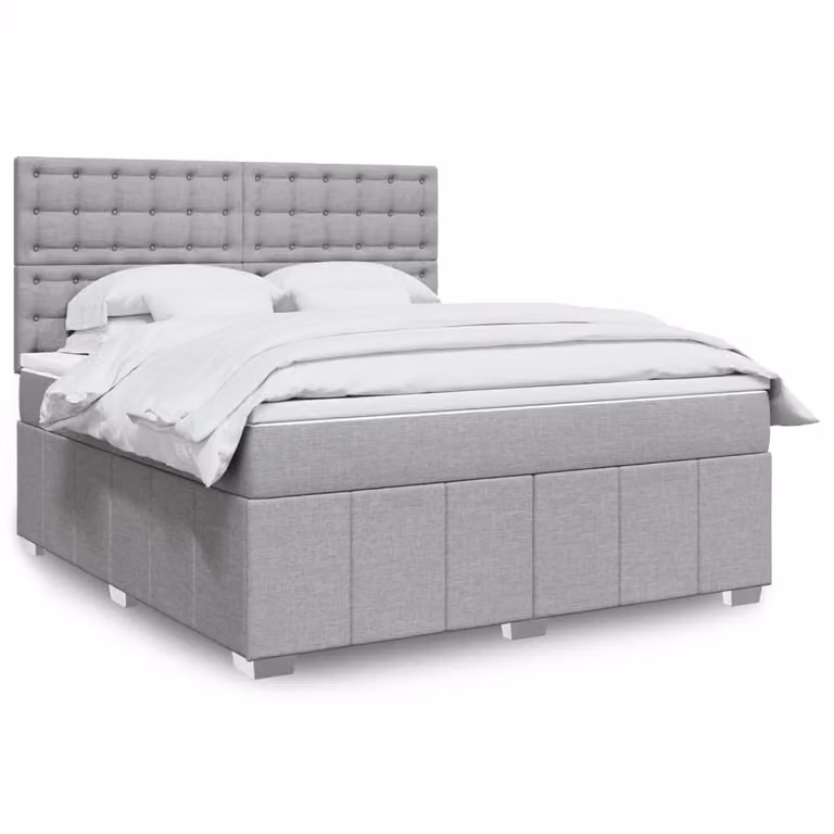 vidaXL Giroletto a Molle con Materasso Ibrido in Tessuto Grigio e Bianco, L 180 x P 200 cm