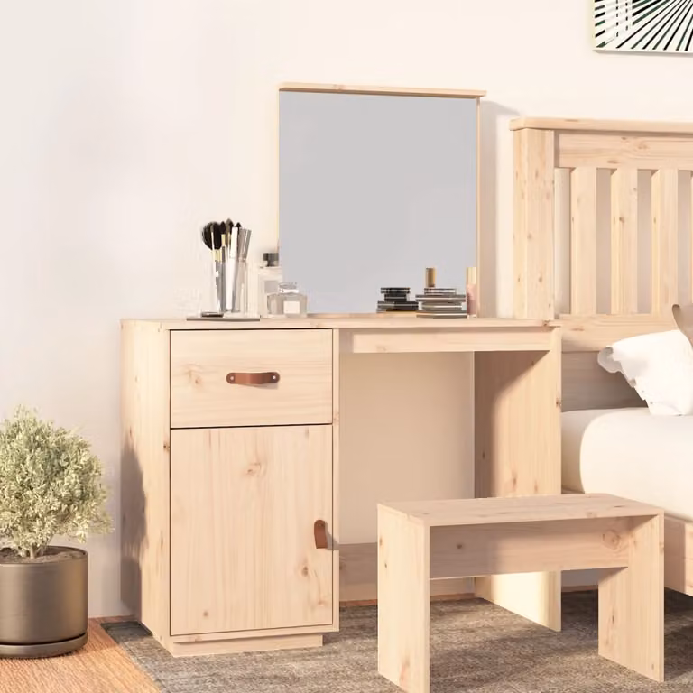 The Living Store Comodino 95x50x134 cm in legno di pino massiccio