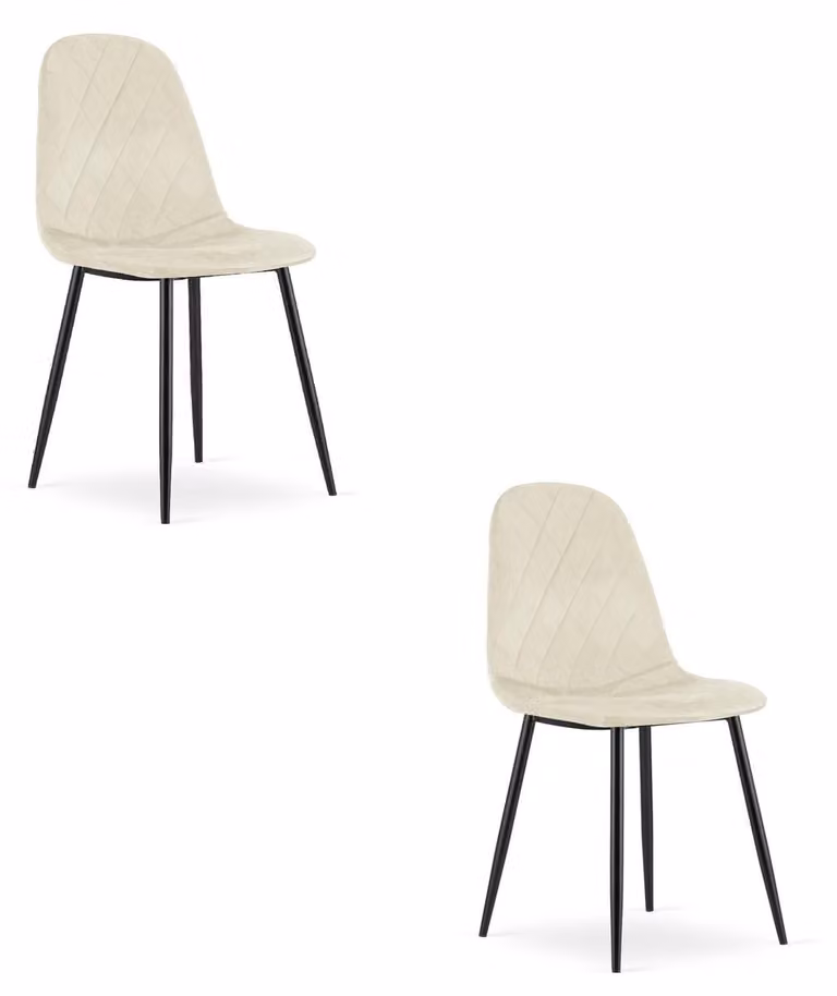 Set di 2 sedie Asti in velluto beige e metallo nero