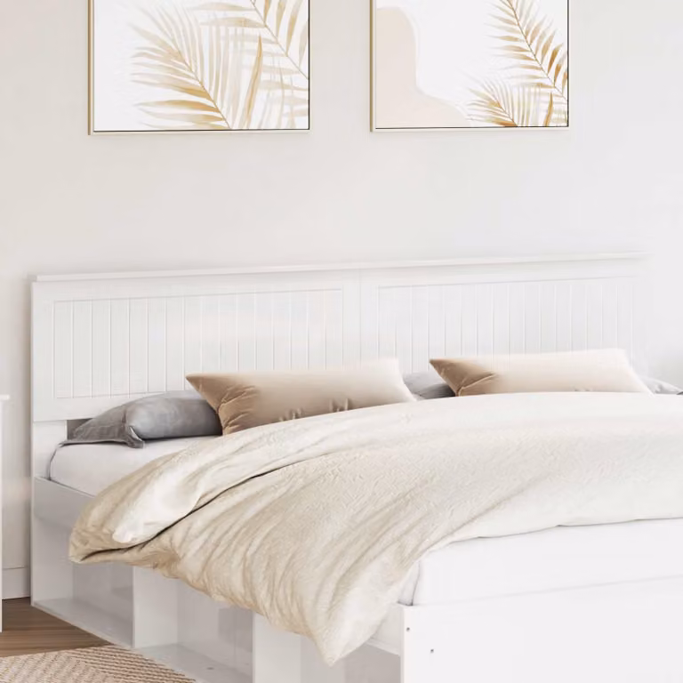 Testiera per letto moderna vidaXL in legno ingegnerizzato bianco lucido L: 203,0 cm, H: 90,0 cm, P: 13,66 cm