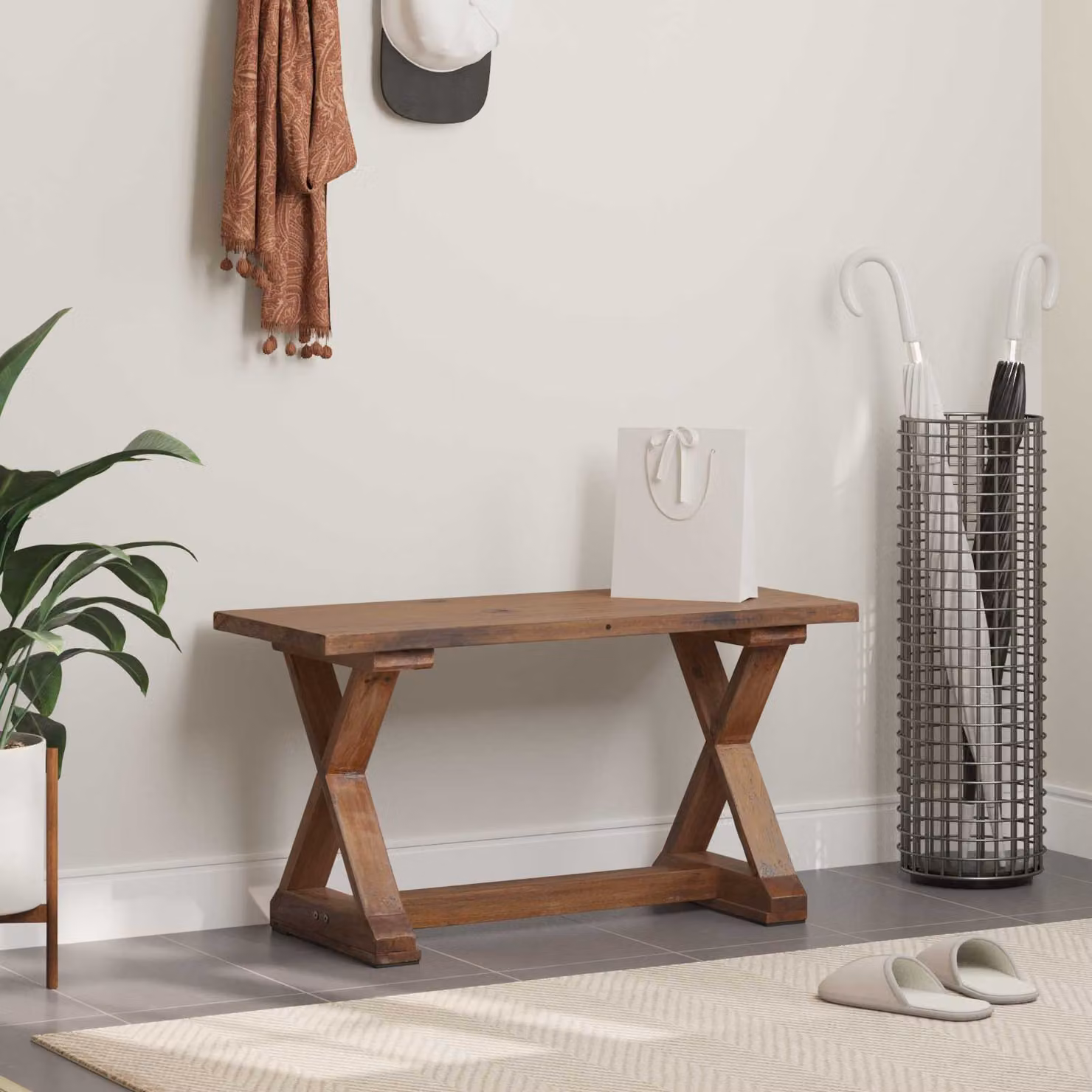 Panchina vidaXL in legno massello di recupero naturale marrone L 85 cm x P 35 cm x H 46 cm