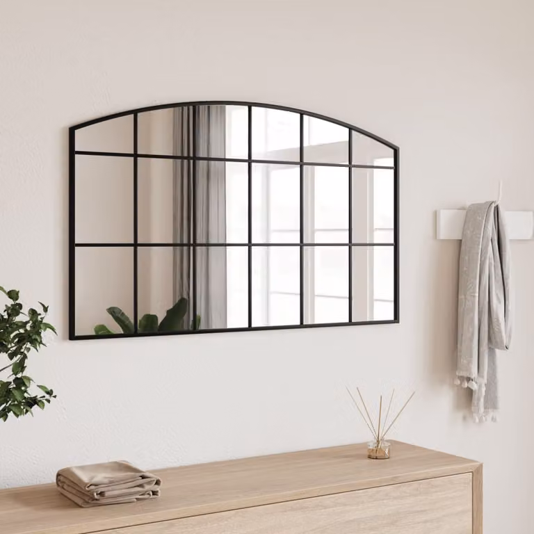 Specchio da parete vidaXL nero in metallo e vetro, L: 100 cm, H: 60 cm