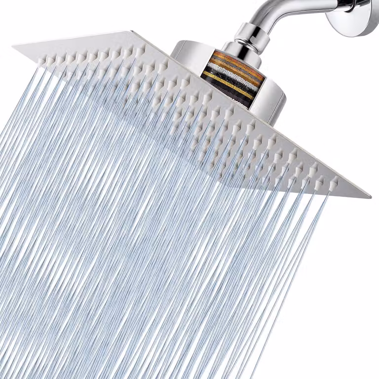 Doccia a soffione, 20 cm, con filtro, in acciaio inossidabile, cromata, per bagno