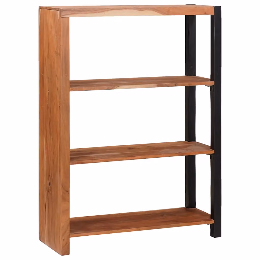 Libreria moderna vidaXL in legno di acacia e metallo, colore marrone e nero, L 80 x P 30 x H 110 cm