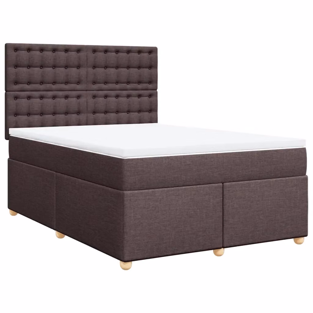 Letto Ibrido vidaXL con Giroletto a Molle e Materasso in Tessuto Marrone e Bianco L/P: 160 x 200 cm – 2