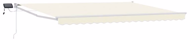 Tenda retrattile manuale con LED Crema e Bianco 5 x 3 m