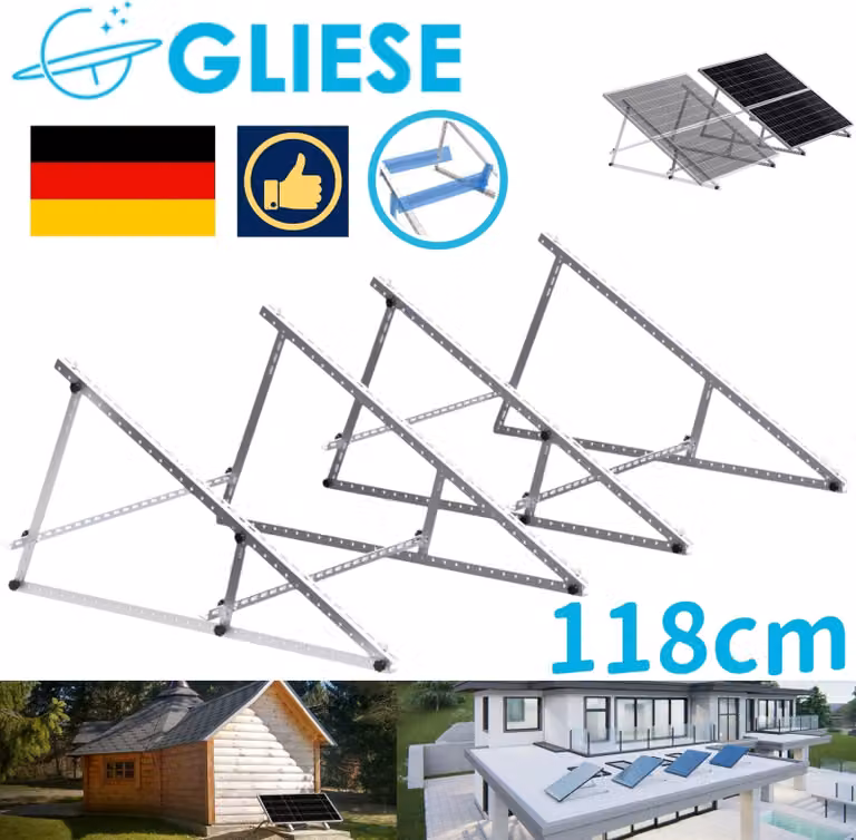 Staffa per centrale elettrica da balcone Staffa di rinforzo per pannello solare 118cm Staffa fotovoltaica per parete tetto piano camper barca 0%VAT 2 coppie