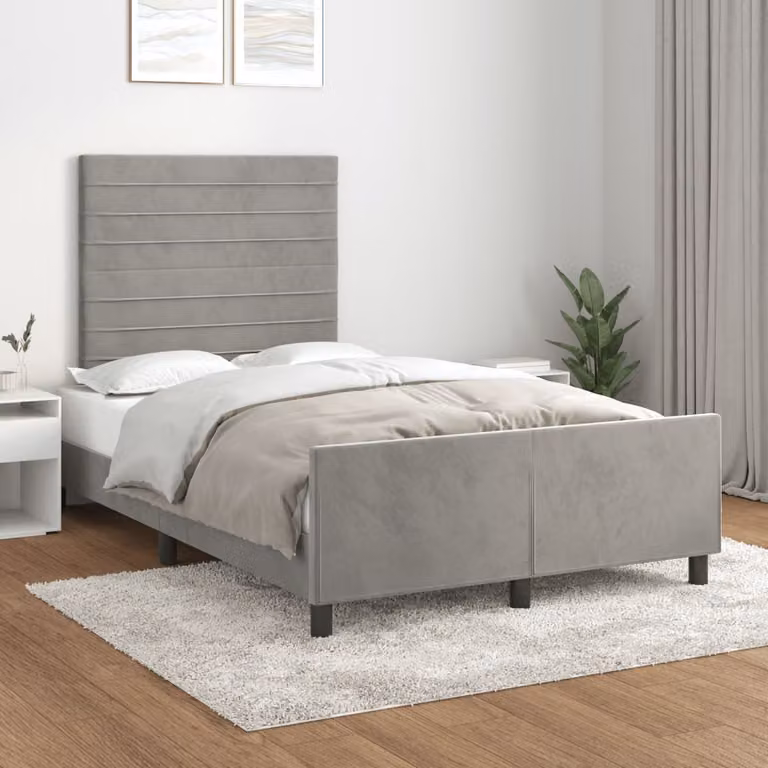 vidaXL Giroletto senza Materasso in Velluto Grigio L/P/H: 120 x 200 x 123 cm