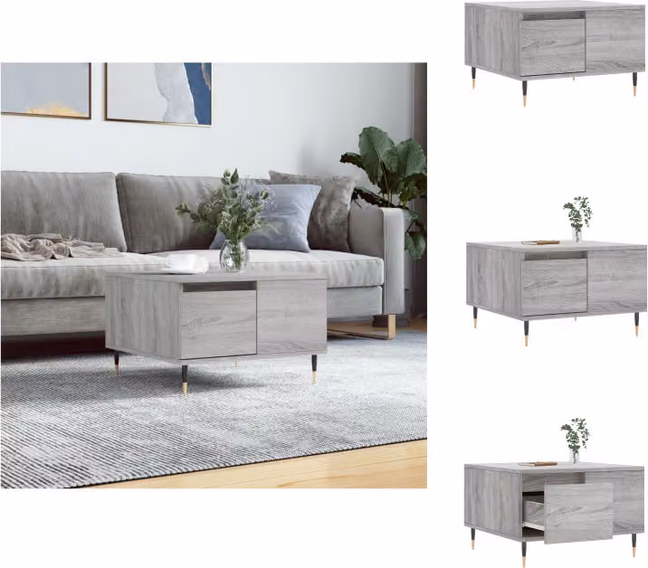 vidaXL Tavolino grigio Sonoma 55x55x36,5 cm in legno - Tavolini da caffè