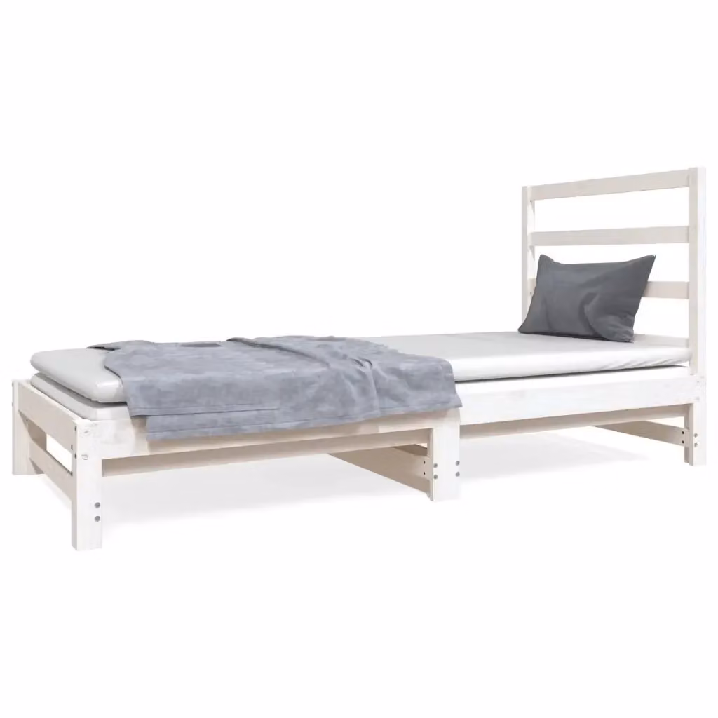vidaXL Dormeuse Estraibile Bianca in Legno Massello di Pino per Adulti, 2x 90x190 cm – 2