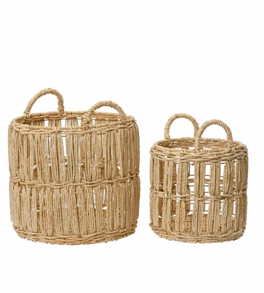 Cesta Tonda con Manici - Colore Naturale - Piccola - 28x34 cm