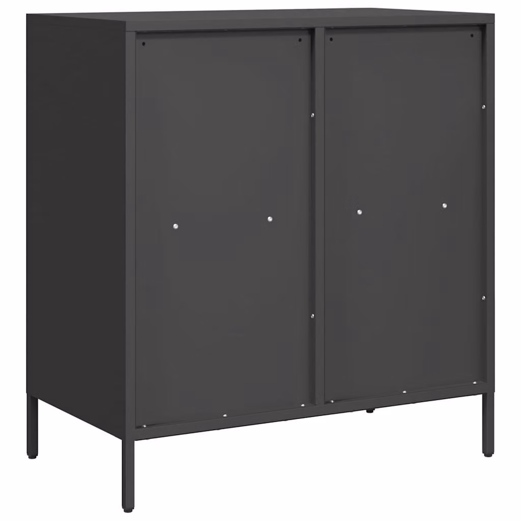 Credenza Nera 68x39x73,5 cm in Acciaio Laminato a Freddo