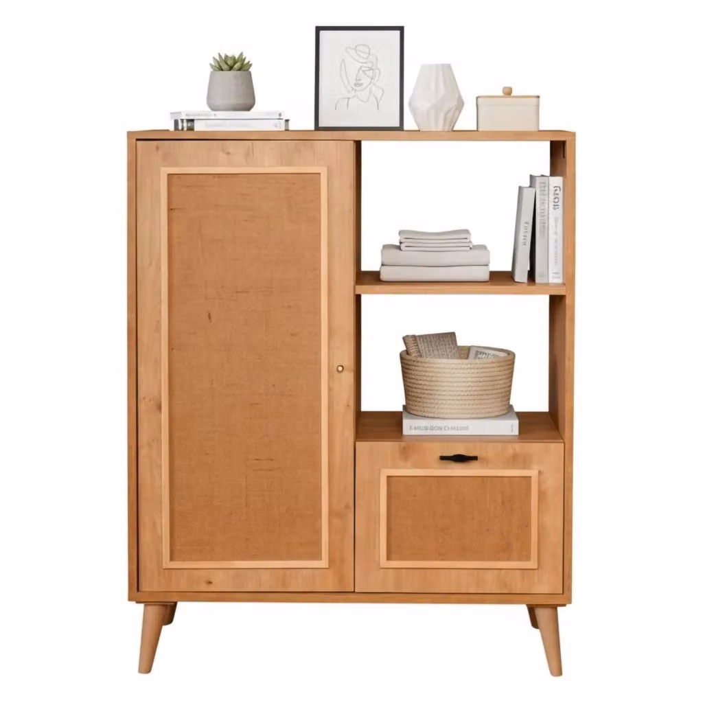 Credenza Jingu DMORA in legno color quercia per soggiorno e cucina L 90 cm, P 40 cm, H 110 cm – 2