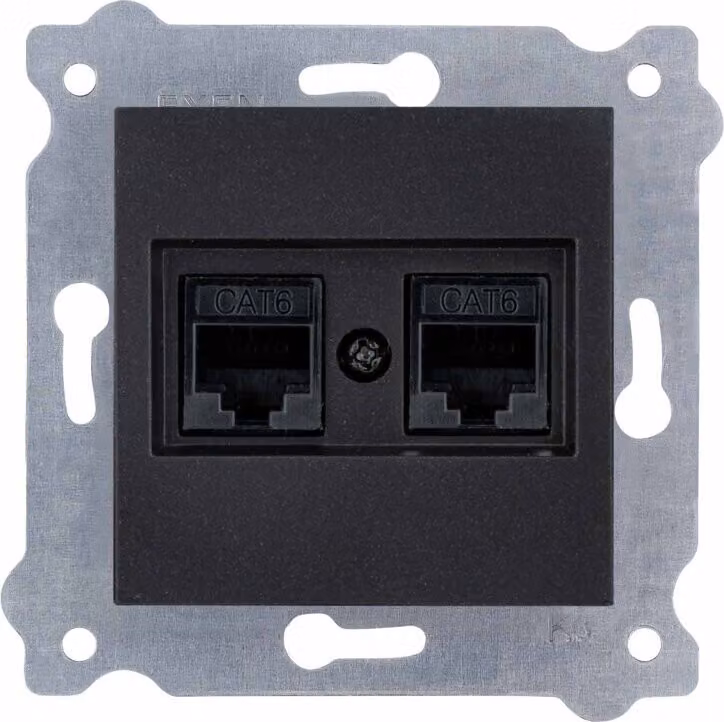 Presa doppia per computer cat.6 nero metallizzato 254/14E EXEN